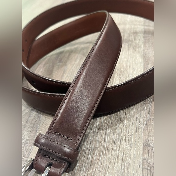 Saks Fifth Avenue Sz 46 Antique Brown Aniline Kipskin Shoulder Made in USA Belt - Picture 4 of 13